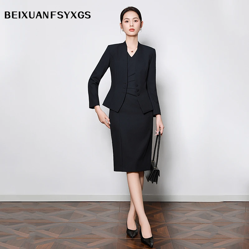 职业装西装套装裙女春秋2025新款气质减龄显瘦连衣裙西服两件套