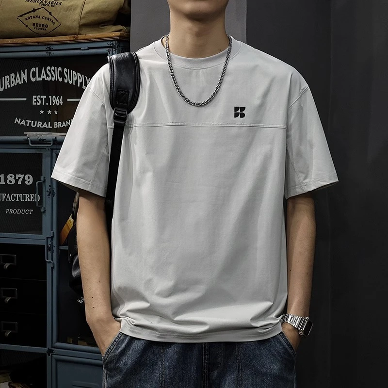 男士高街t恤户外短袖2025美式复古潮流夏季薄透气速干宽松半袖衫