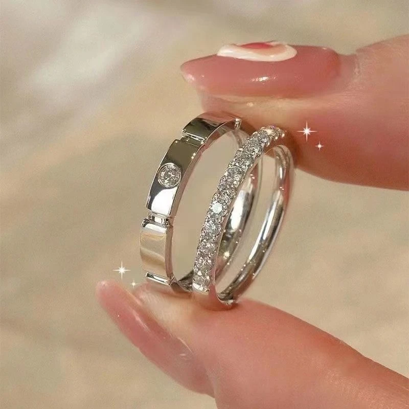 方糖情侣戒指网红新款情人礼物男女对戒开口