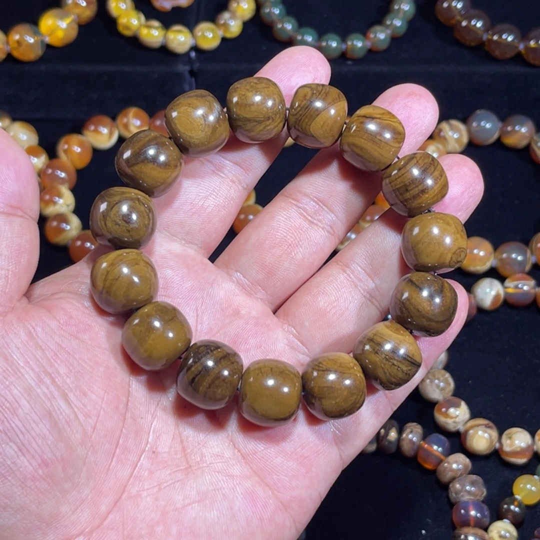 琥珀未镶嵌手链45克大根珀老型