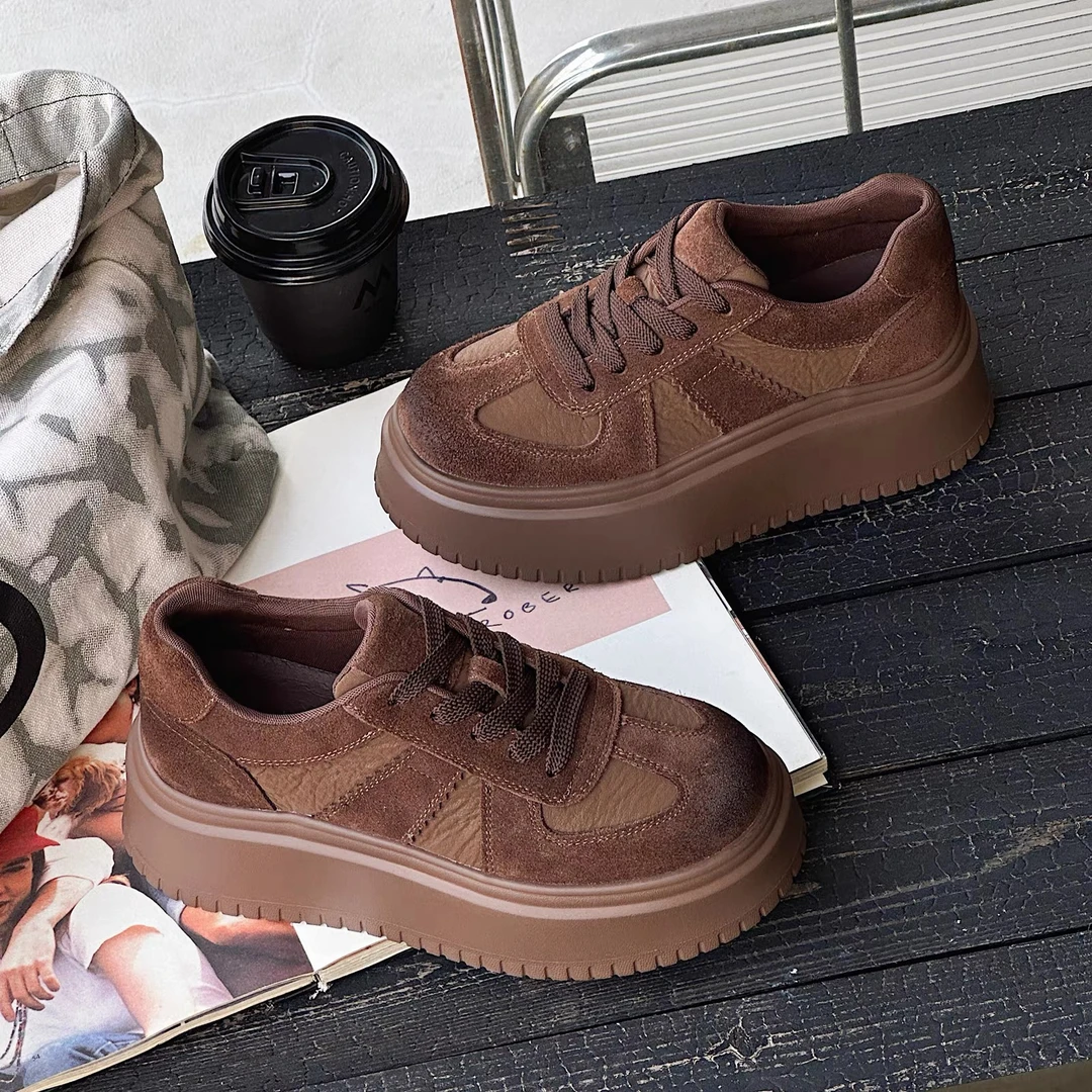 断码清库！秋款牛皮5cm超轻厚底休闲鞋T2118