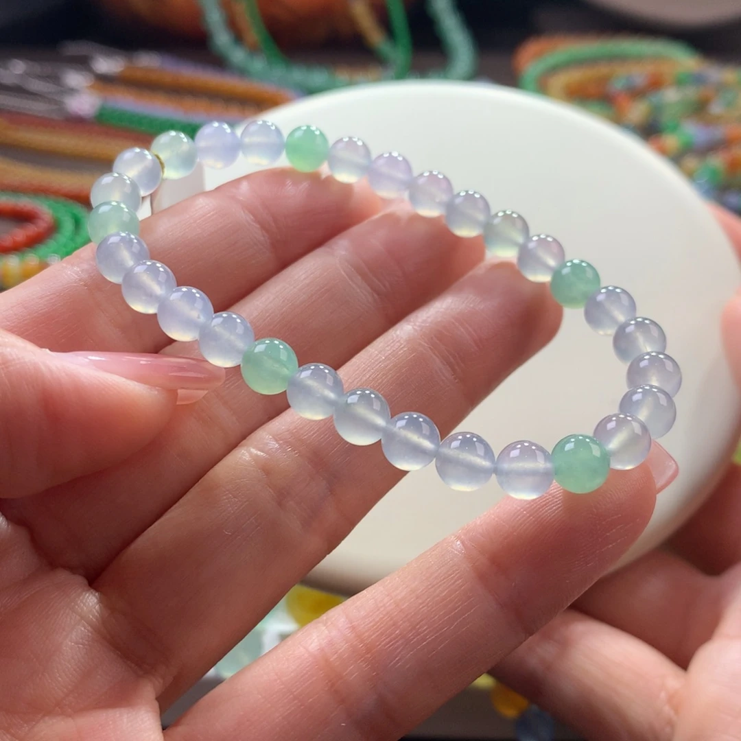 翡翠未镶嵌手链木那胶润淡彩卡6