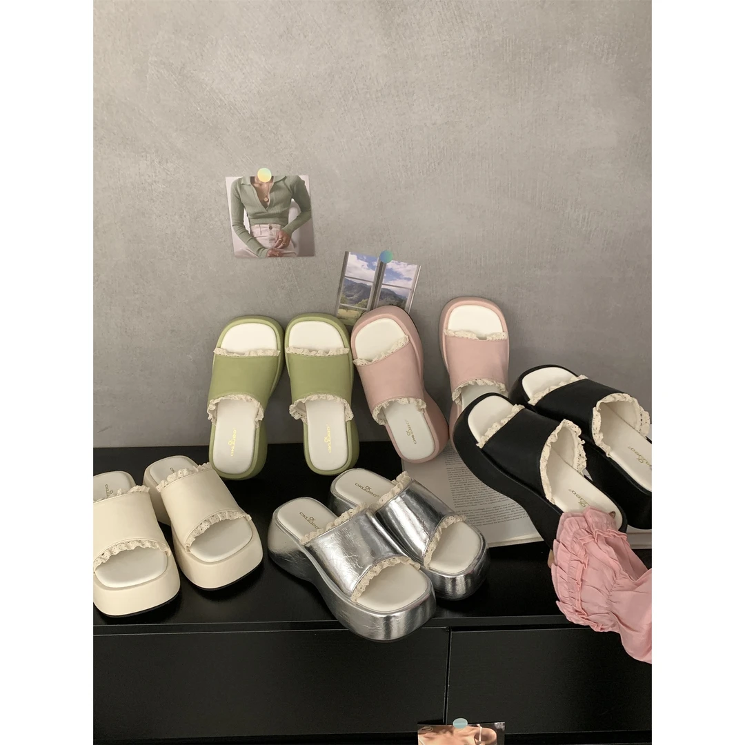 百搭增高厚底女士外穿松糕拖鞋2025夏季新款时尚坡跟配裙子超火凉