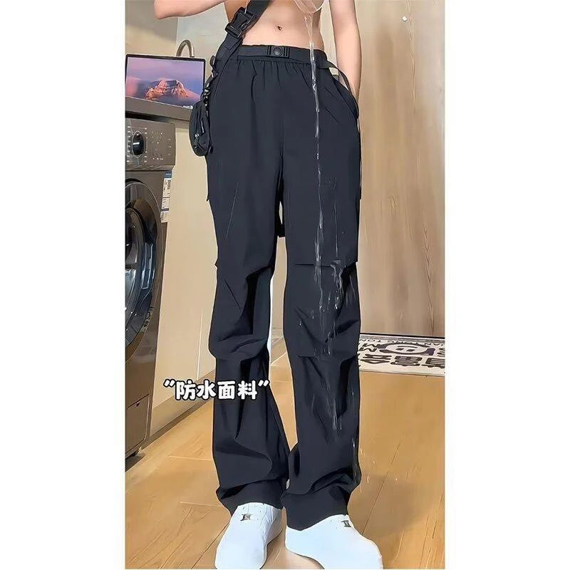 宽松休闲裤男韩版潮流百搭冲锋裤夏季薄款坠感阔腿拖地长裤101