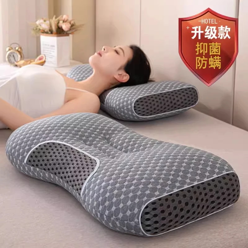 颈椎反弓专用枕头SPA枕护颈椎枕骨头枕高弹睡眠枕家用枕芯软枕