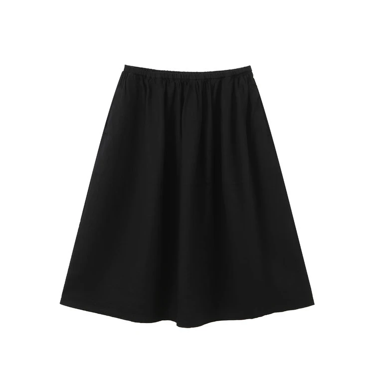 女装春季亚麻平纹中长半身裙 显瘦百搭YM020