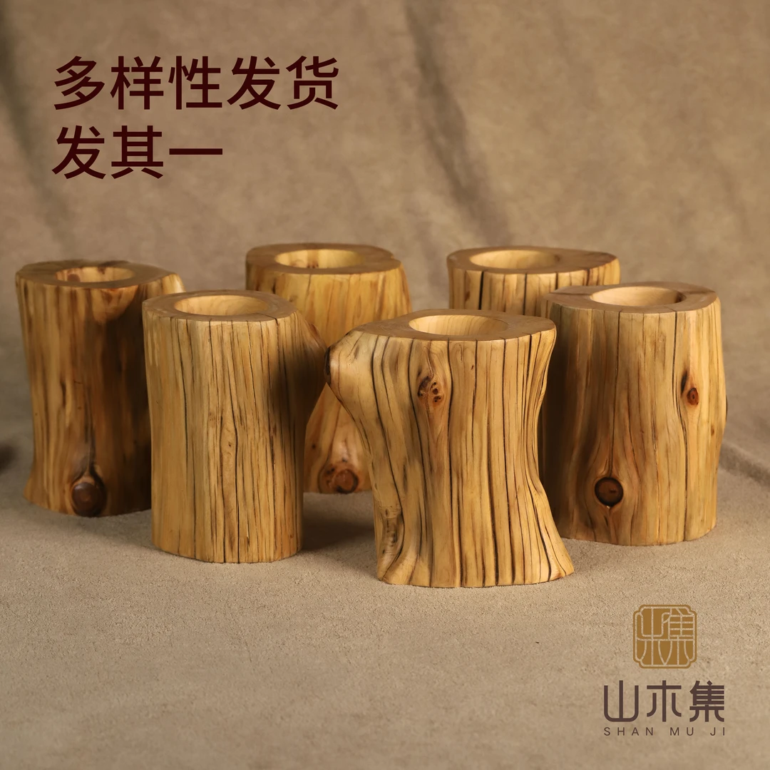 柏柏木随形雕刻笔筒摆件(发其一)（多样性发货）*【山木集】