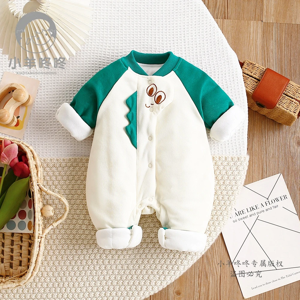 【加棉】秋冬季新款立体小飞龙拼色双层可爱呆萌宝宝婴幼衣服童装