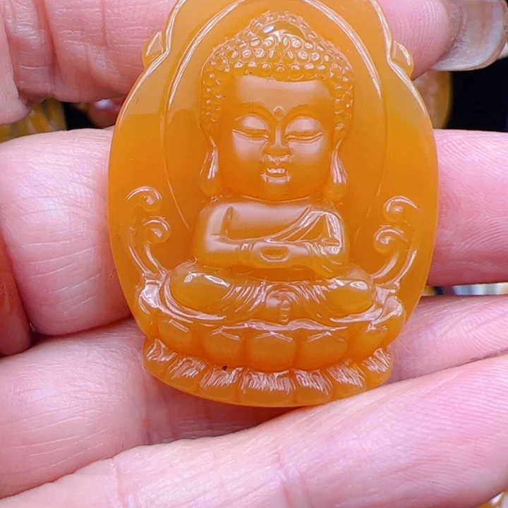 石英质玉(黄龙玉)合金颈饰