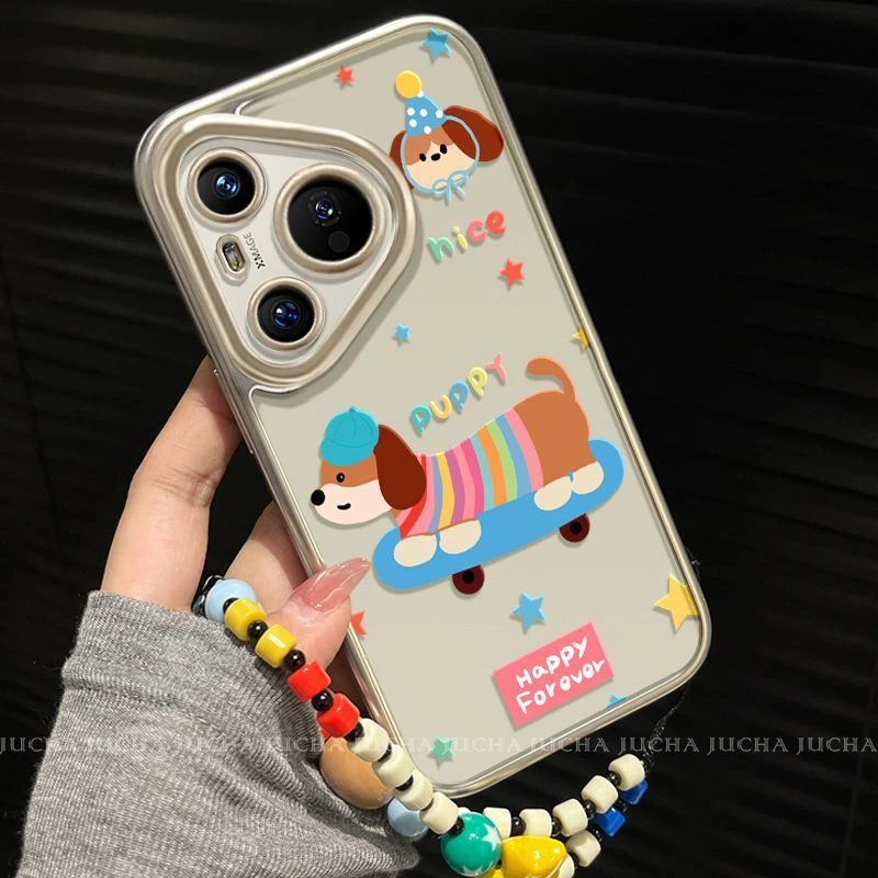 多巴胺小狗适用iphone16plus手机壳全包可爱华为mate70防摔OPPO女