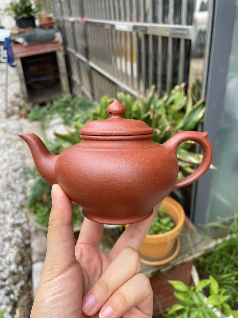 宜兴紫砂壶红降坡笑樱壶220c（孤品