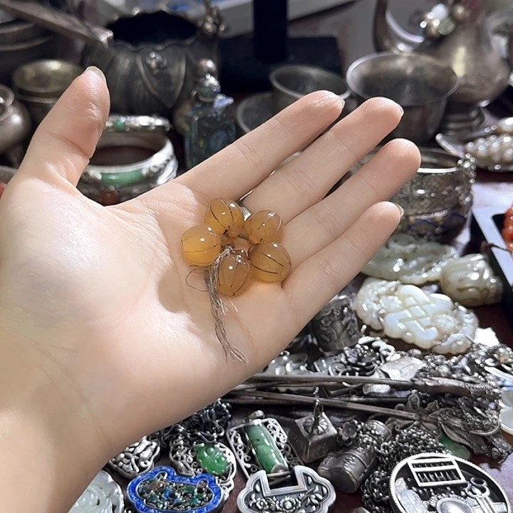 浔***无足银五颗珠子一套