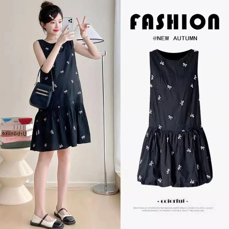 孕妇夏季连衣裙2025新款时尚甜美法式碎花无袖背心裙夏款孕妇裙子