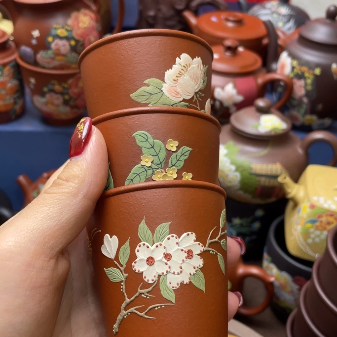 一***植红泥茶杯三个画面各2个