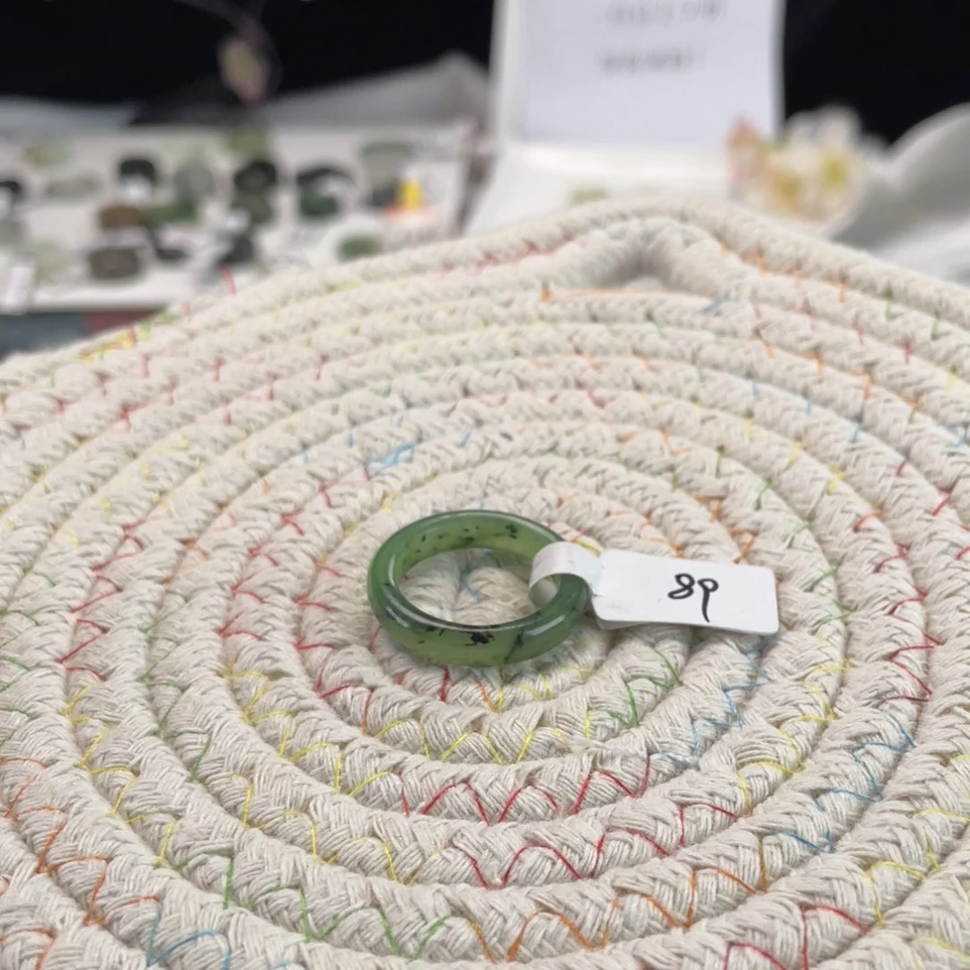 和田玉未镶嵌戒指M7乌兰海细条18.7