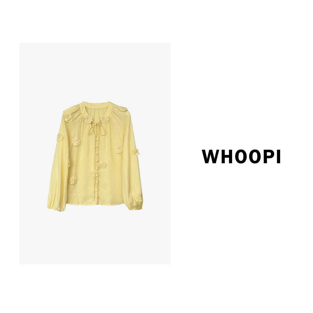 【Whoopi】【花柏林】法式浪漫高级立体花朵衬衫