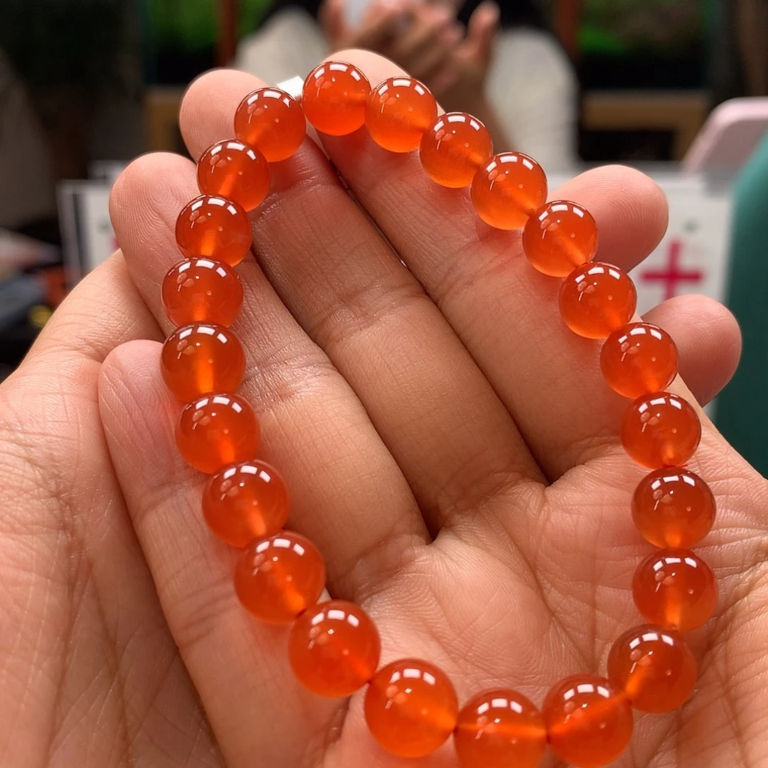 南红玛瑙保山原矿8mm+杨柳冰橘手串未镶嵌