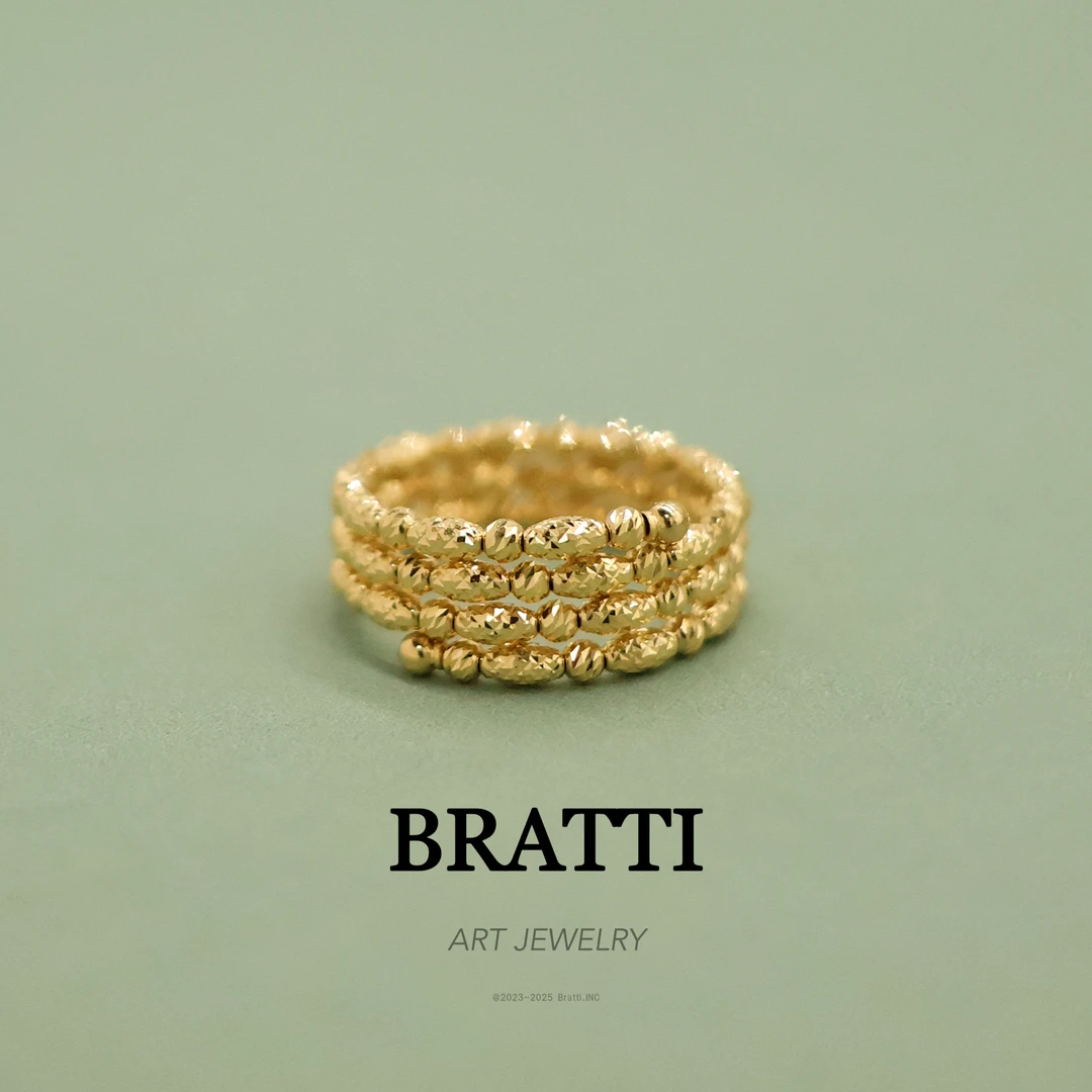 Bratti珠宝“有叶”18K金日本K黄绕丝戒指-KJ250102