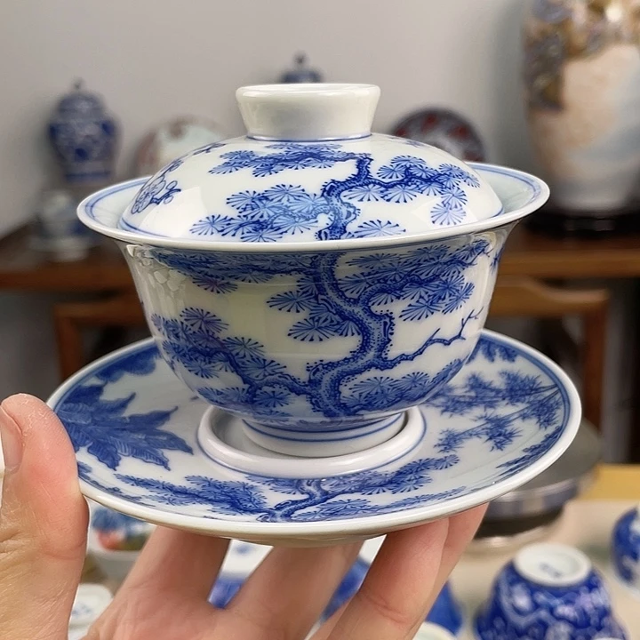 景德镇手绘青花盖碗