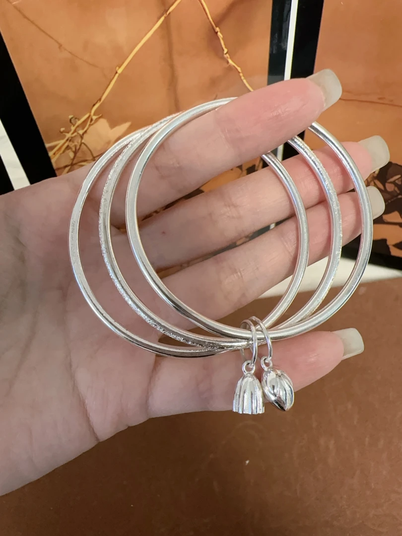 足银银制品 15三生三世两世欢手镯闭口款