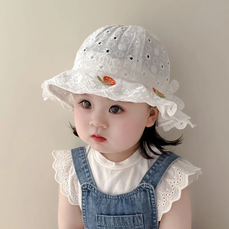 婴儿帽子春秋季薄款女宝宝遮阳帽夏季公主防晒渔夫帽太阳帽小月龄