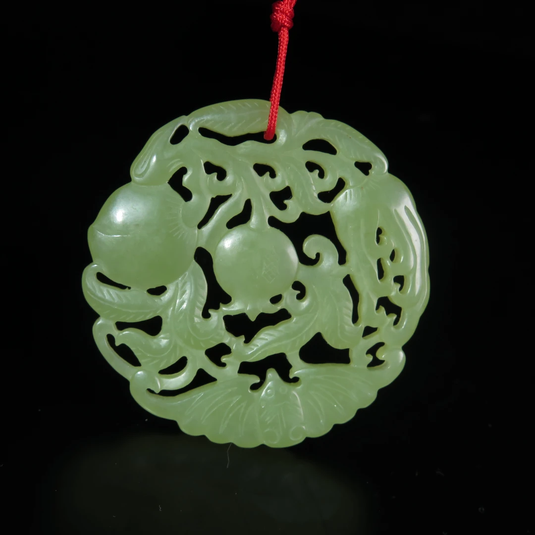 民国黄玉镂雕三多纹佩/MZ513445/和田玉/民族文物