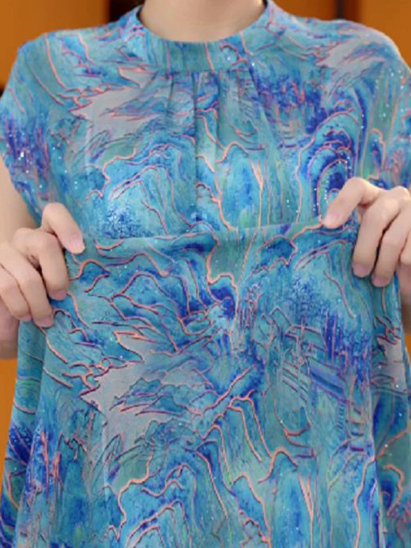 【送腰带】杭州原版正品2025年夏季新款气质优雅山水芙蓉连衣裙女