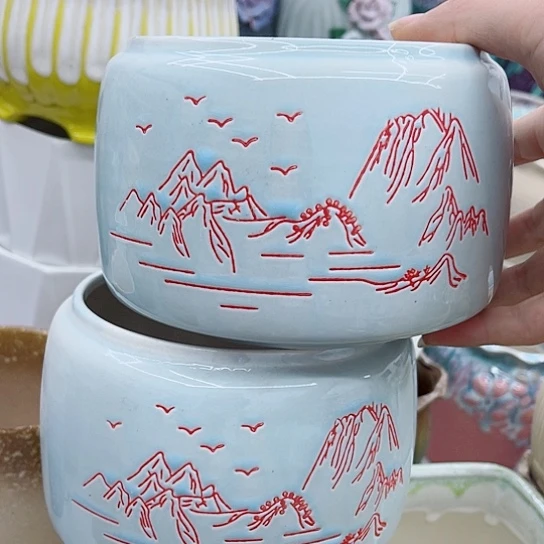 多肉绿植陶瓷花盆9.9包邮