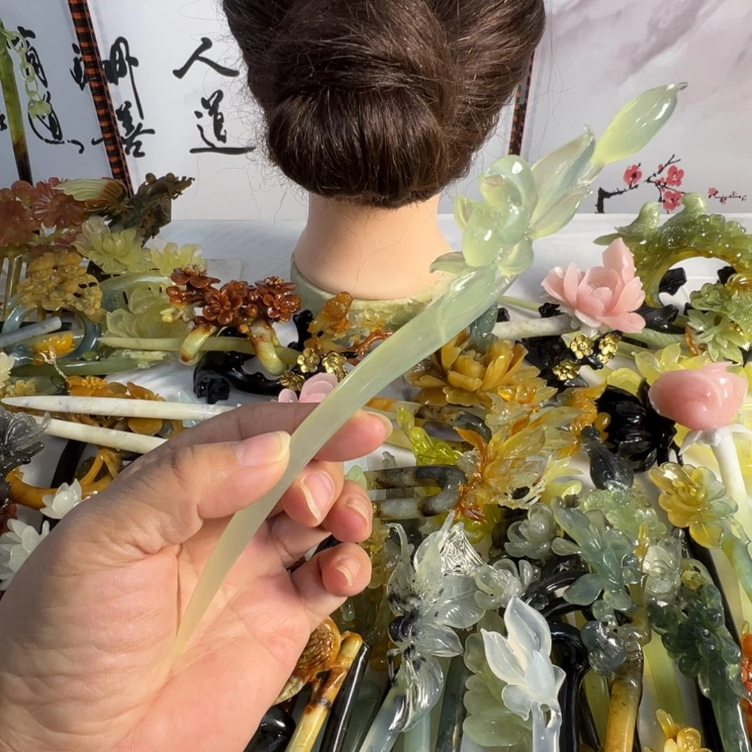 蛇纹石玉未镶嵌发饰
