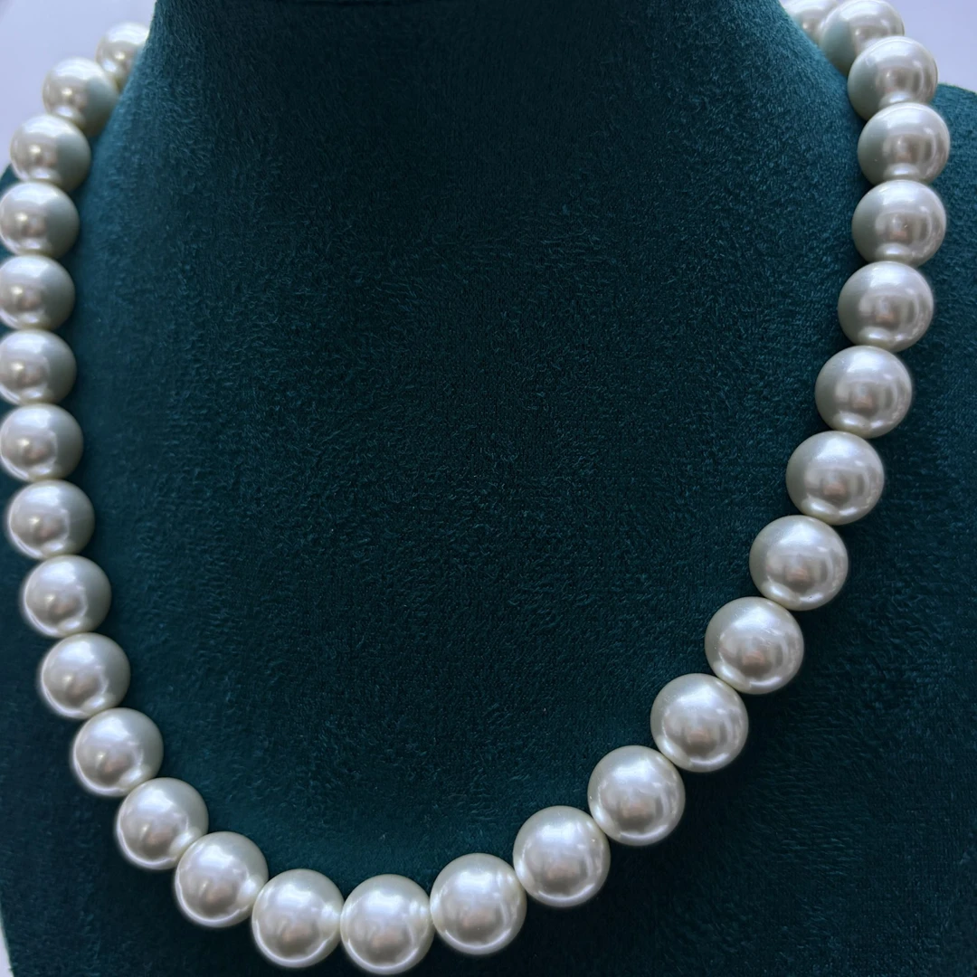 链子925银仿珍珠 S925扣头时尚百搭妈妈链12mm高奢X2017气质气质