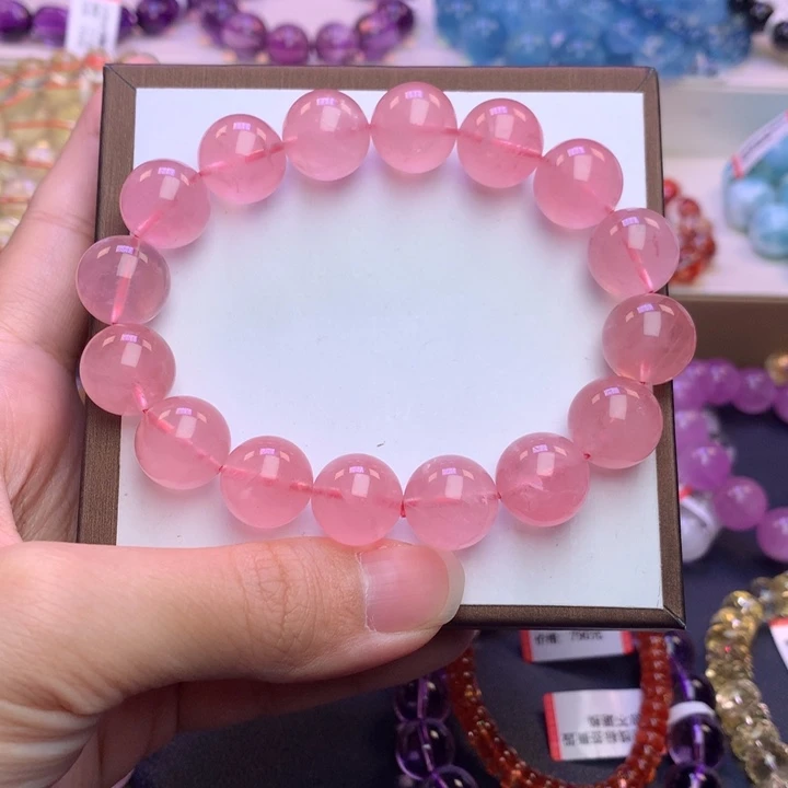 水晶未镶嵌手链老矿马粉13.8