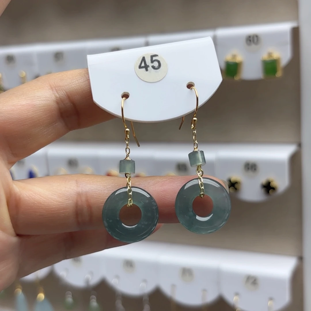银S925镶嵌翡翠耳饰