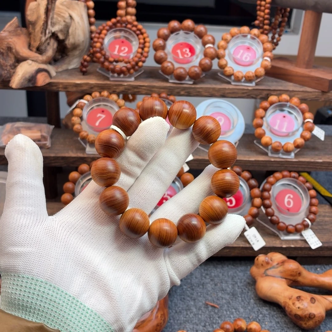 柏木（崖柏）手串/手链18红黑油骨料蚕丝纹甜香