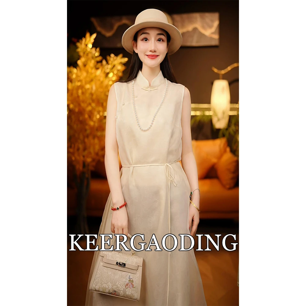 【可儿•高定】高端新中式国风设计师桑蚕丝凉纱连衣裙BT-825798