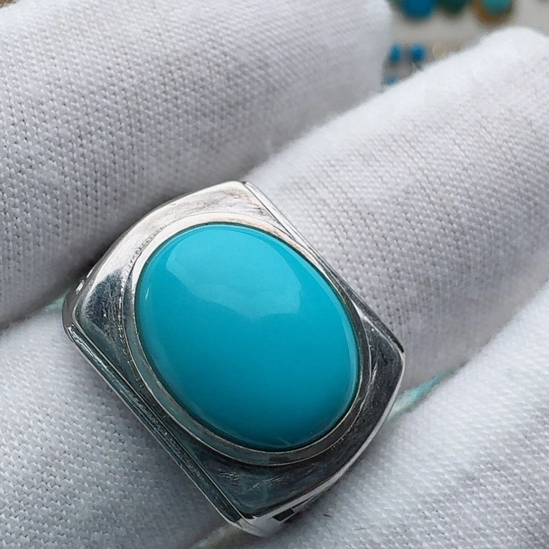 绿松石银S925镶嵌戒指