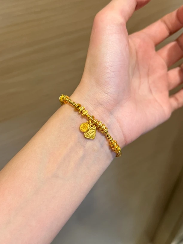 铜合金手链 【小金盘缠】久不掉色金店同款超有质感古法福字手链