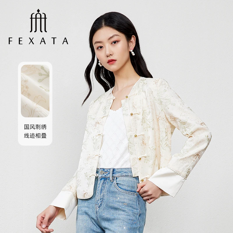 【达人专属】FEXATA斐格思轻奢新中式盘扣刺绣花卉短外套女