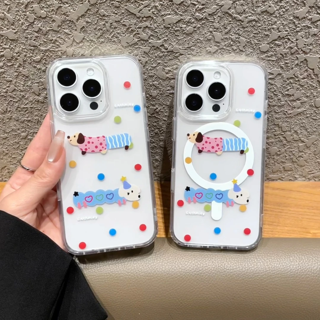 Al按键腊肠小狗适用iPhone16promax手机壳苹果15plus磁吸套14pro