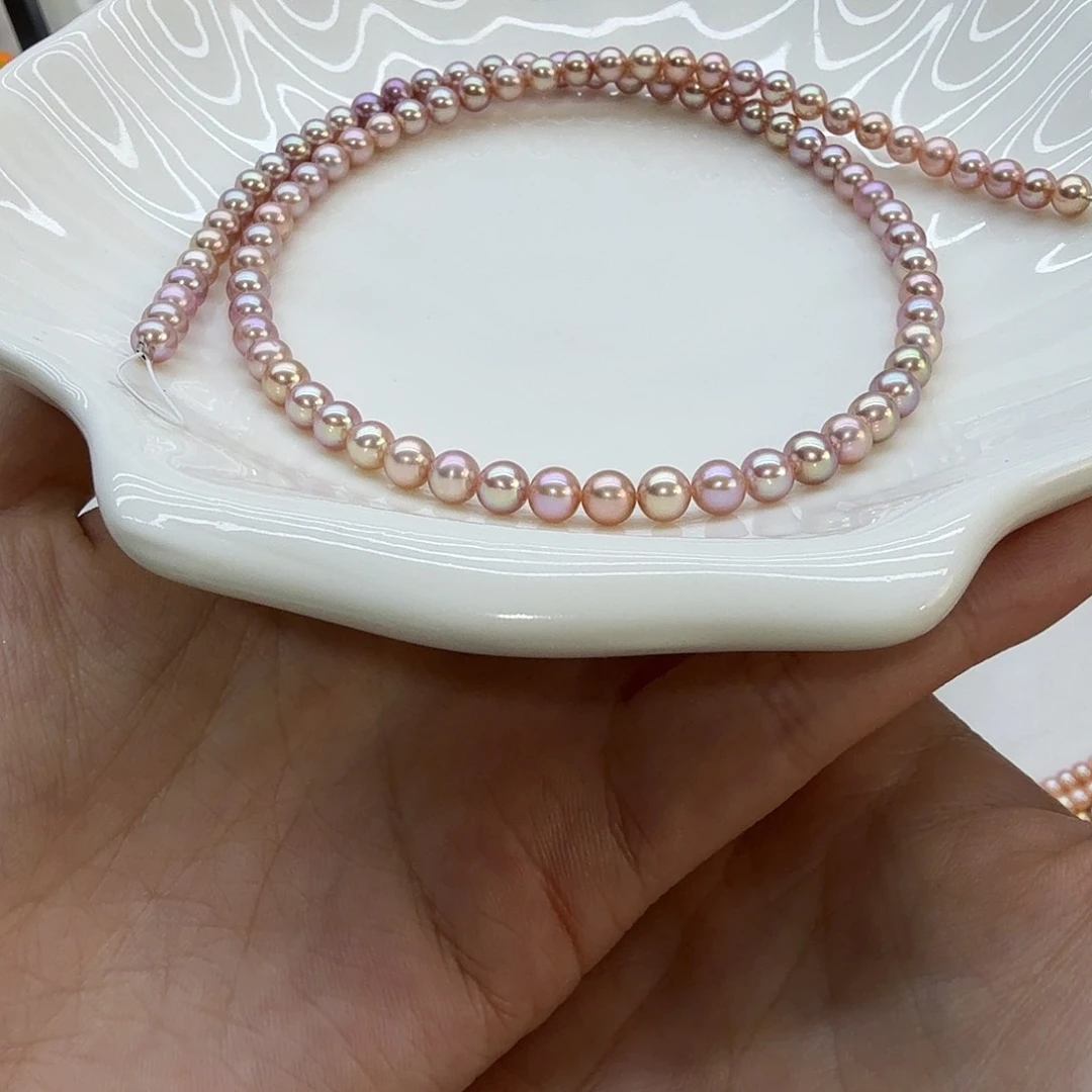 淡水珍珠颈饰未镶嵌桃金色4-5mmbaby珠