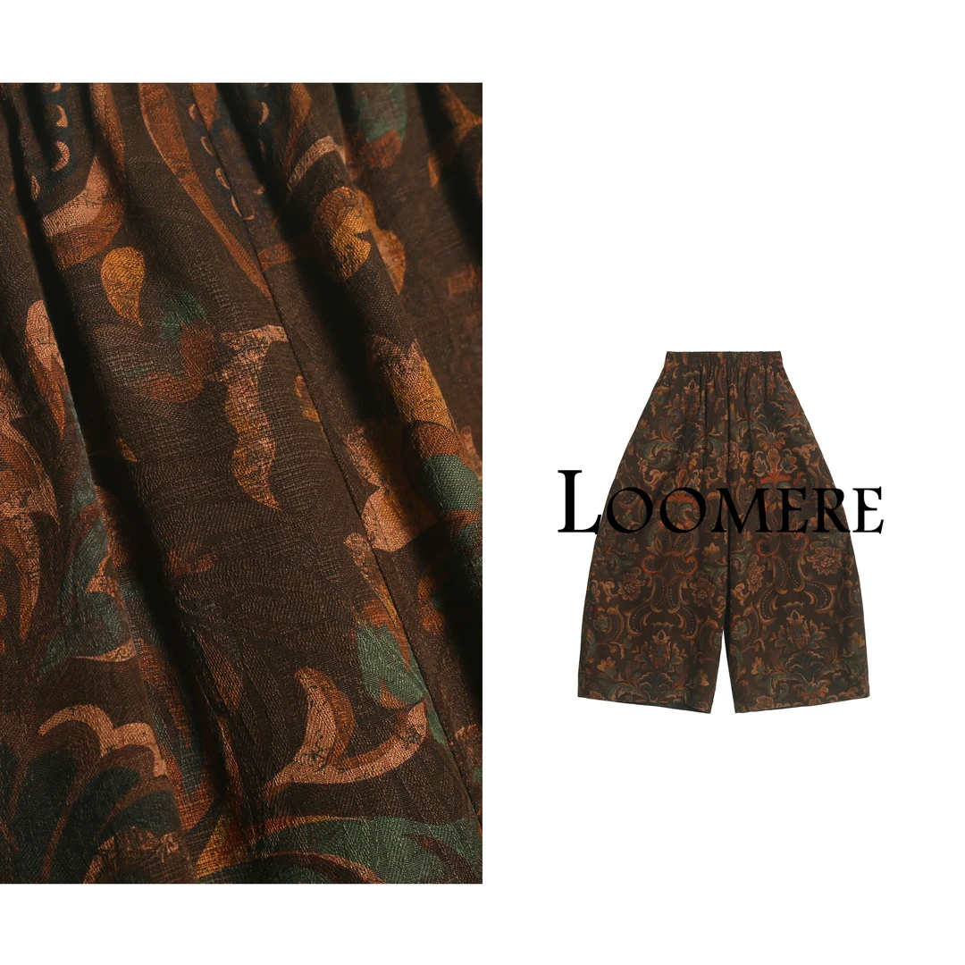 【煌玥】重磅厚款两面两穿满分桑蚕丝老钱风阔腿裤子25Q1081