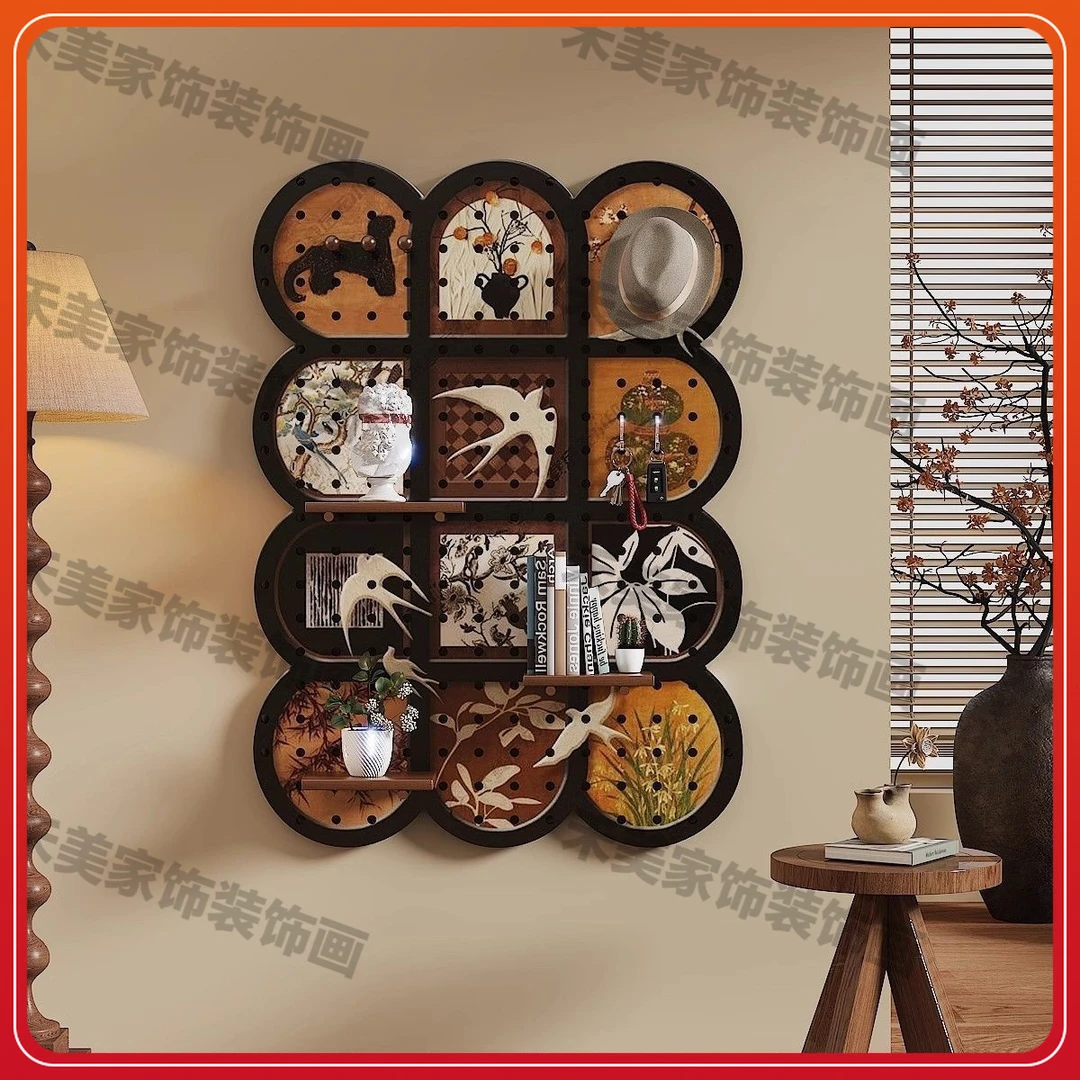 现代木雕创意洞洞板挂饰装饰画 客厅餐厅背景壁饰挂画玄关869