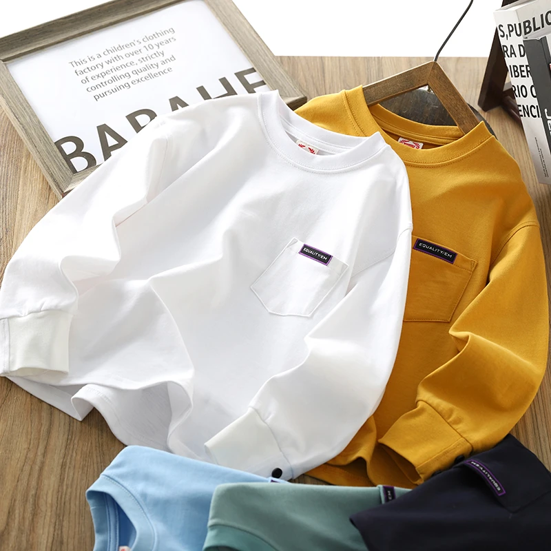 男童长袖T恤衫2025春秋新款儿童圆领薄款打底衫帅气男孩弹力体恤