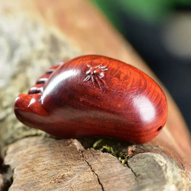 紫檀木雕刻知足常乐男女同款手把件