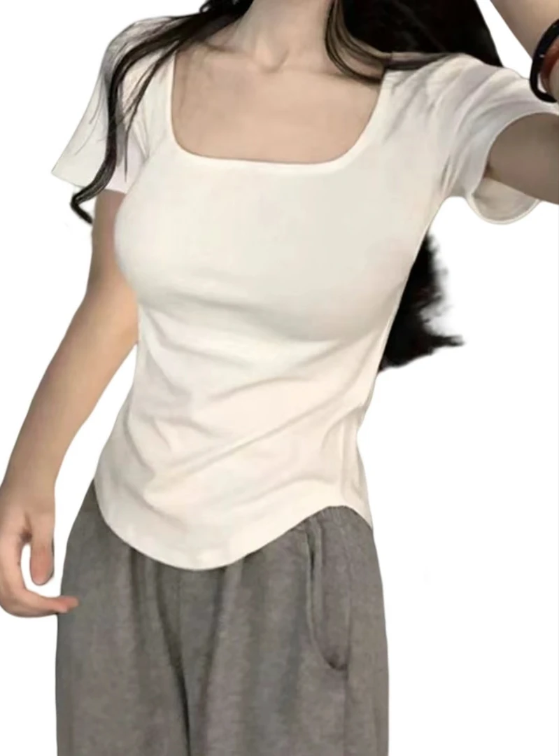 脸脸【夏日气泡水】大码显瘦打底半袖上衣“软乎乎人棉版”