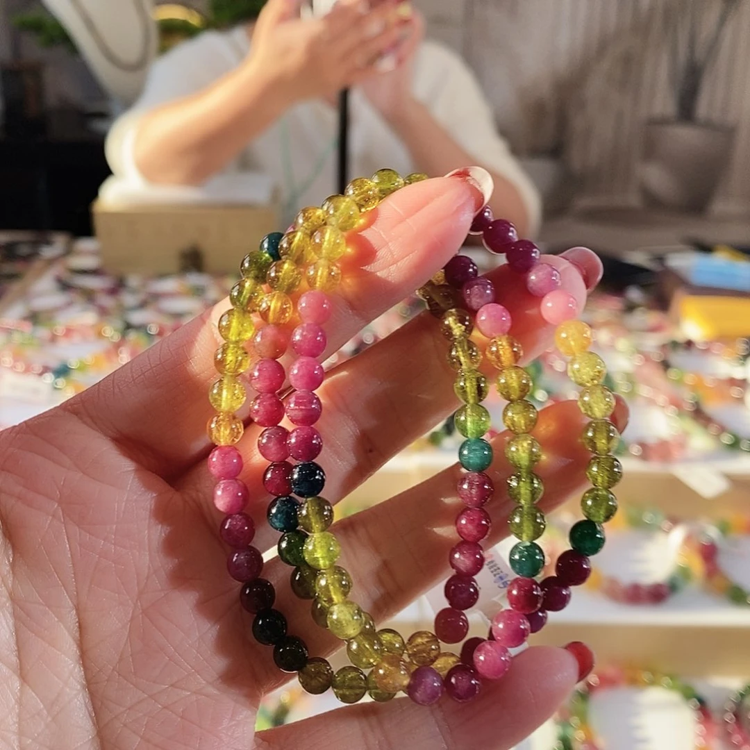 碧玺手串未镶嵌G2350三圈颜色微差