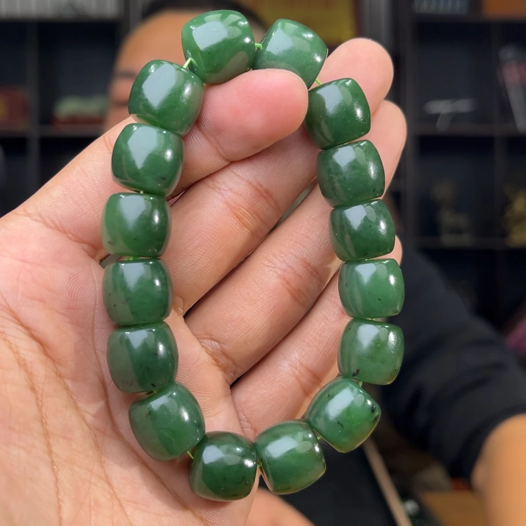 和田玉未镶嵌手串天然和田玉俄罗斯乌兰海碧玉料卡14直切