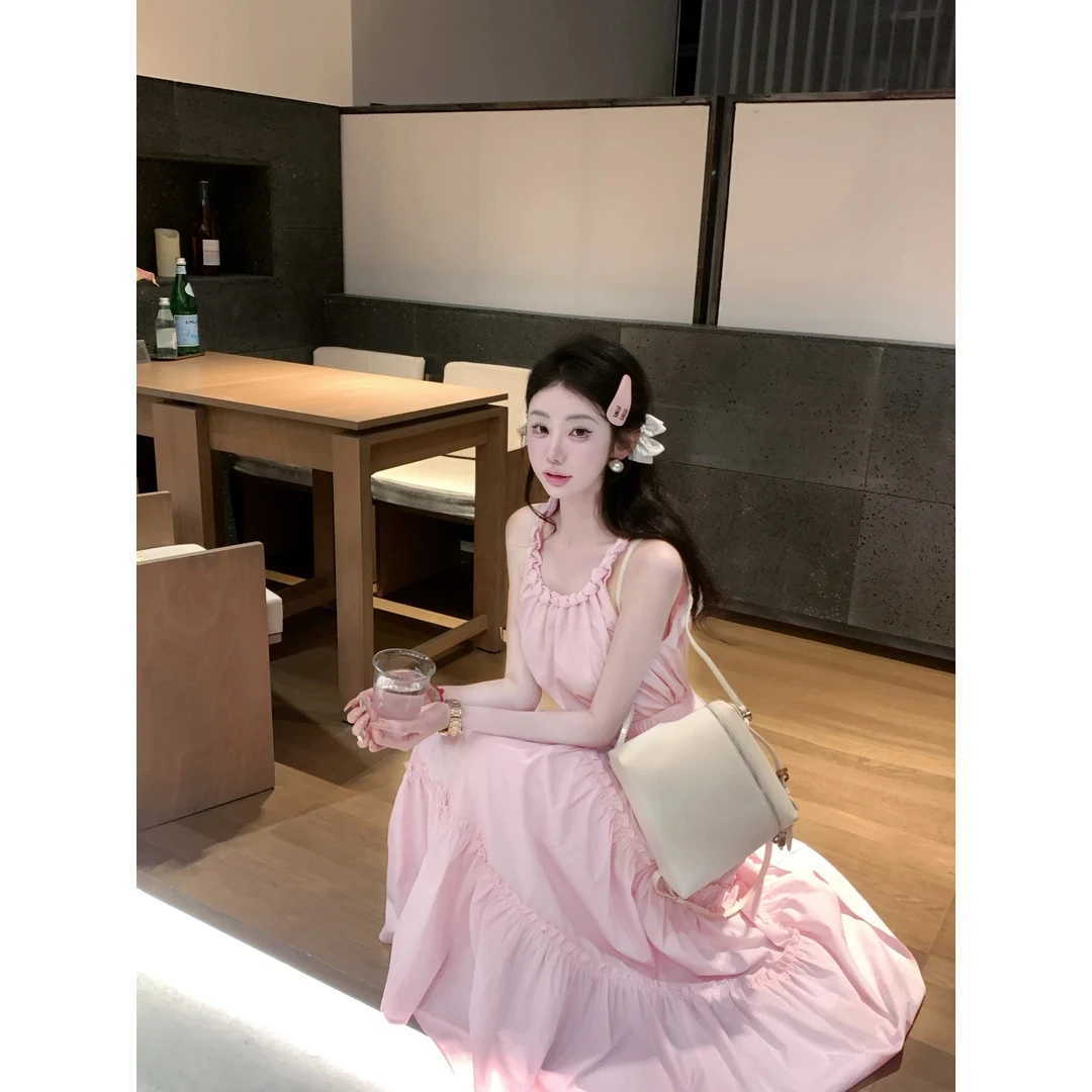 【宠粉专场】树莓芝士 粉色拼接荷叶下摆连衣裙伞裙DYLL-24056324