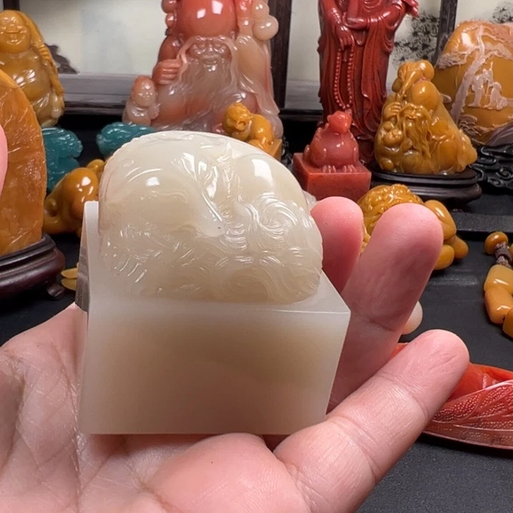 寿山石寿山石雕刻印章睡狸