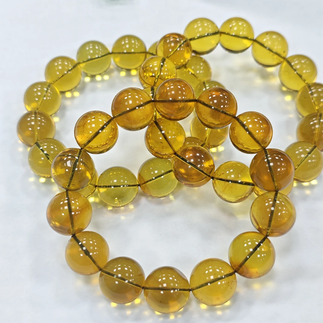 【书记甄选】天然蓝珀单圈手链 多样性发一件 约15mm LF3940