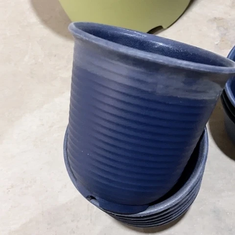 树脂微瑕蓝色盆15口10个无托